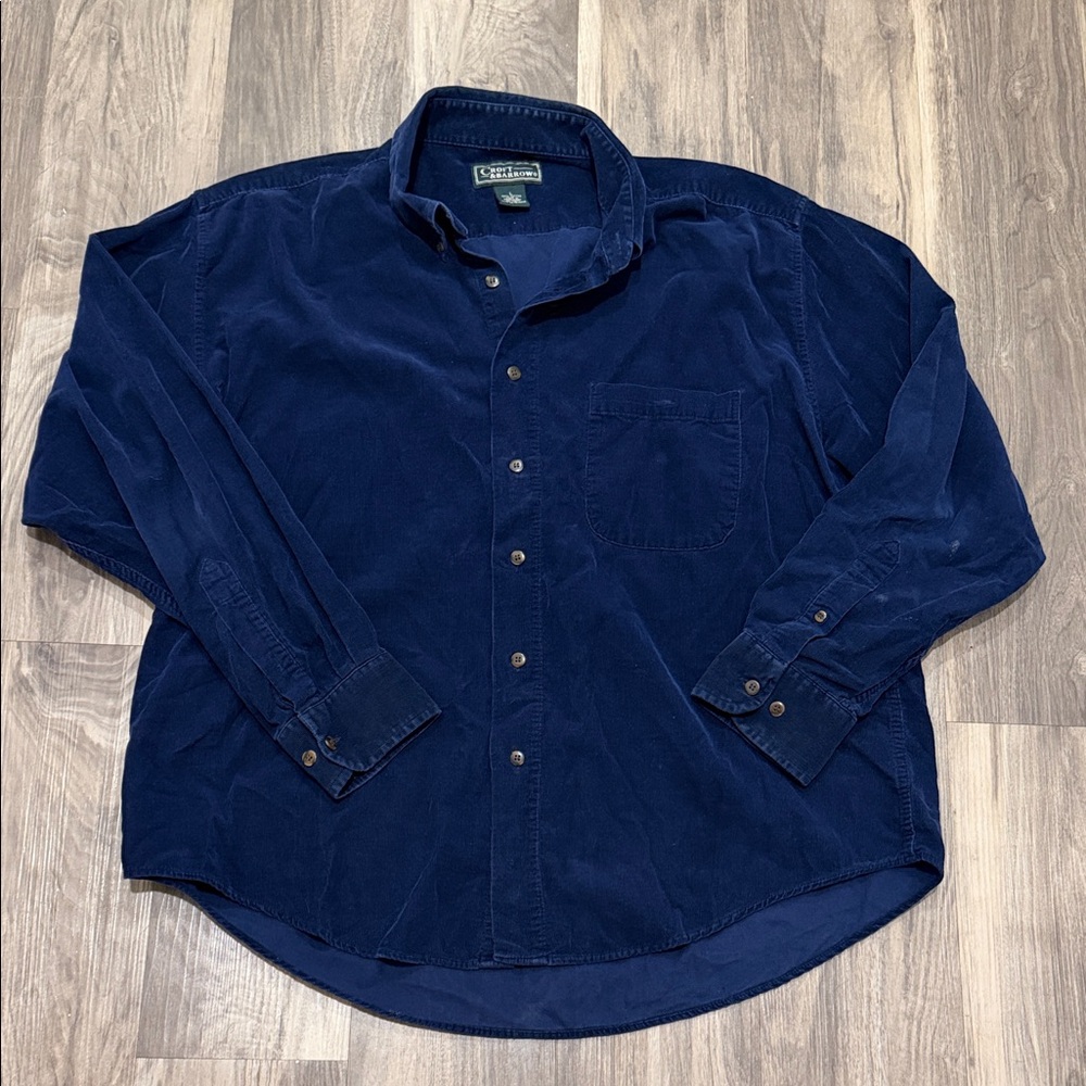 🧵 Vintage 90s Croft & Barrow Navy Corduroy Button Down Shirt